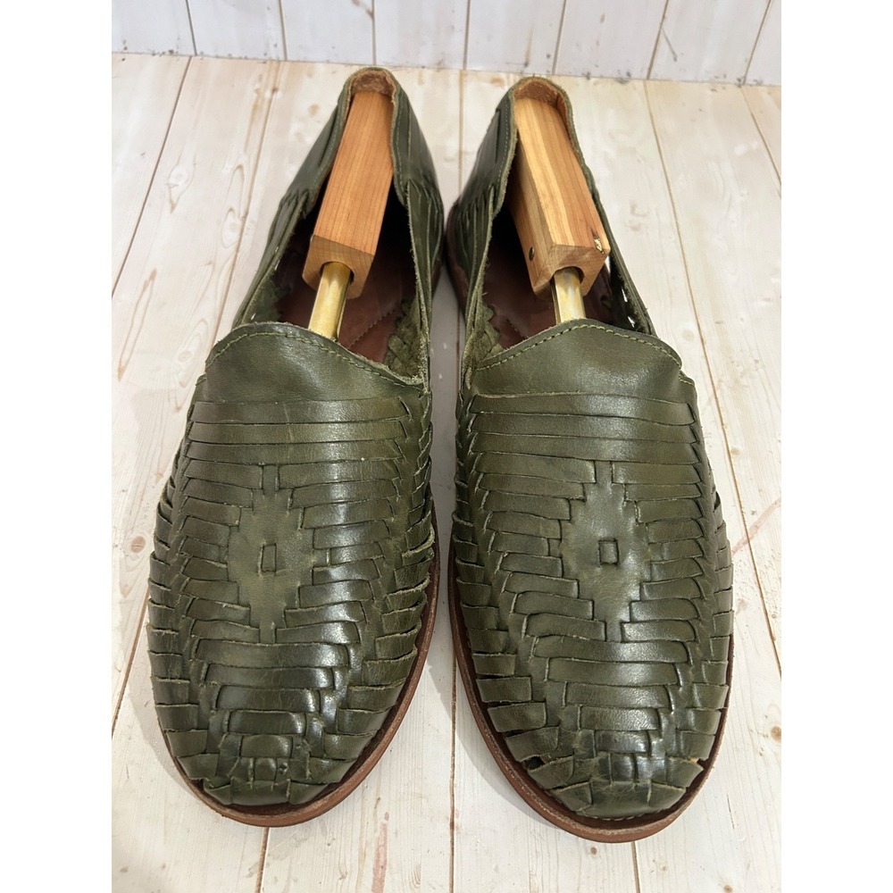 Espiritu Classics Men's Handwoven Green Leather Huarache Sandals Size 13